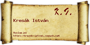 Kresák István névjegykártya
