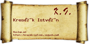 Kresák István névjegykártya